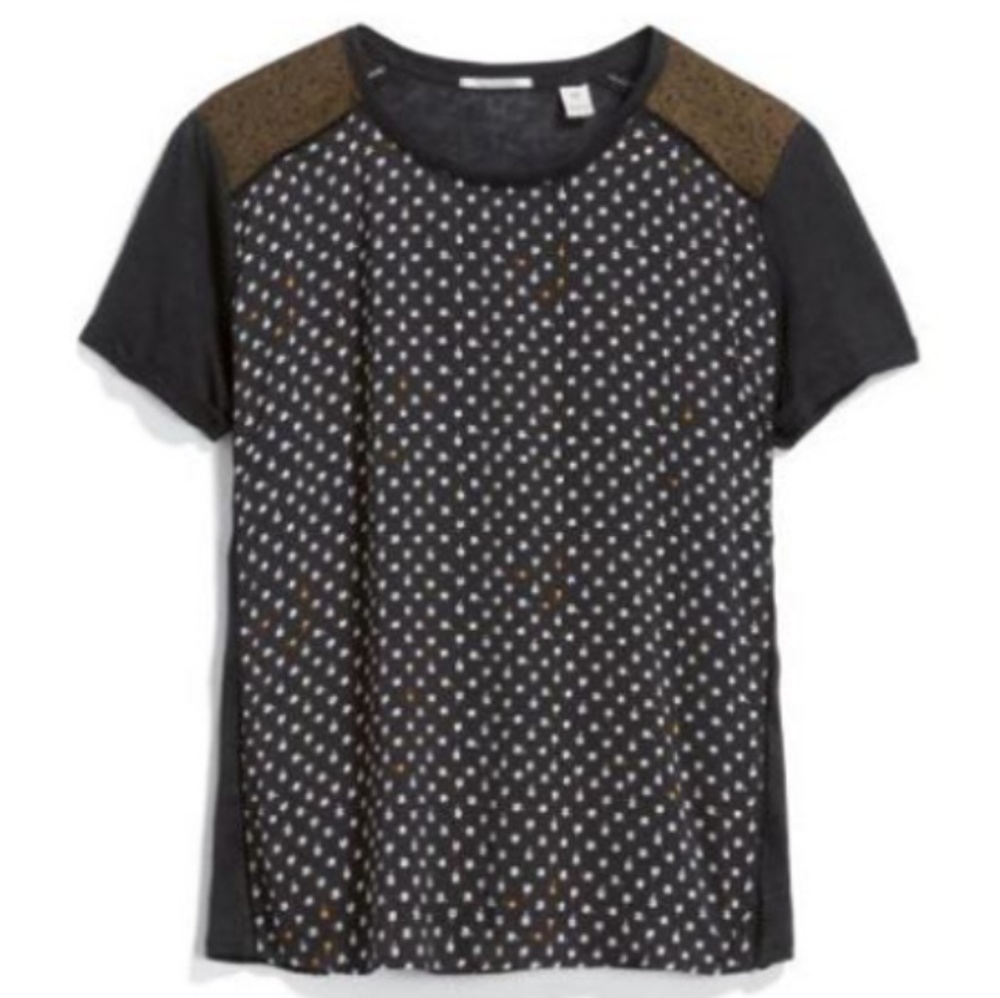 Mixed material blouse